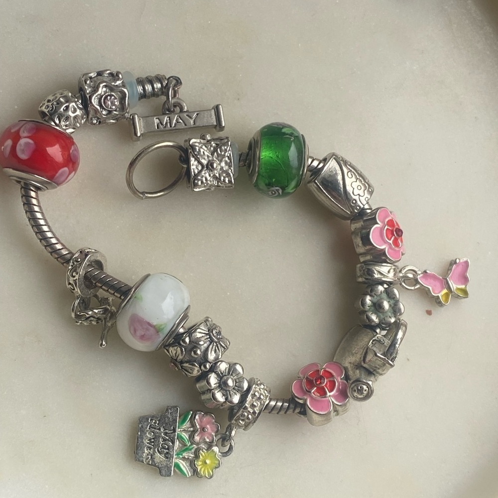 MAY Happy Mother’s Day silver tone charm bracelet